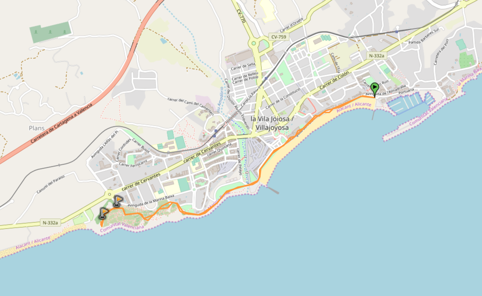 La Malladeta route map